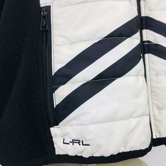 Lauren Ralph Lauren Cream Black Fleece Jacket XL - Picture 2 of 5
